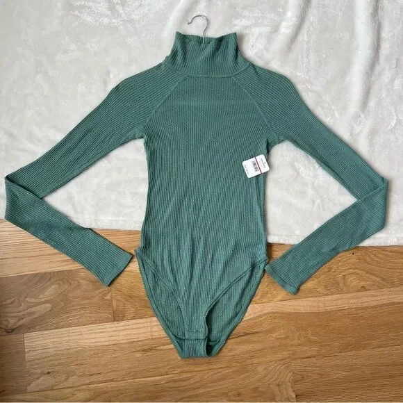 Free People Intimately All You Want Bodysuit waffleknit bodysuit green new xs - Picture 4 of 11